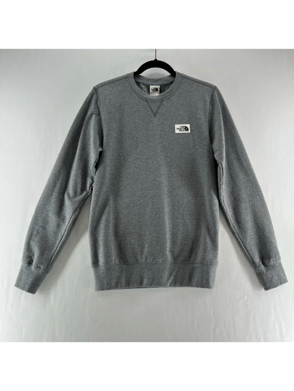 The North Face Heritage Patch Sweatshirt Mens XS Fleece Crew Neck Pullover Gray